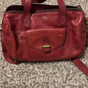 Fossil Red Leather Shoulder Bag